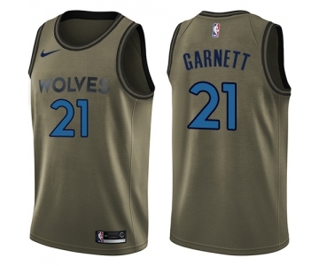 Youth Nike Minnesota Timberwolves #21 Kevin Garnett Swingman Green Salute to Service NBA Jersey