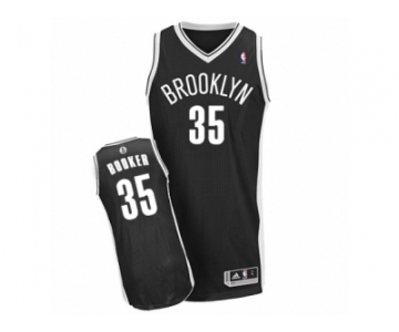 Men Adidas Brooklyn Nets #35 Trevor Booker Authentic Black Road NBA Jersey