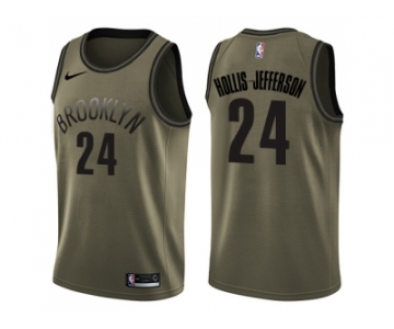 Men Nike Brooklyn Nets #24 Rondae Hollis-Jefferson Green Salute to Service NBA Swingman Jerse