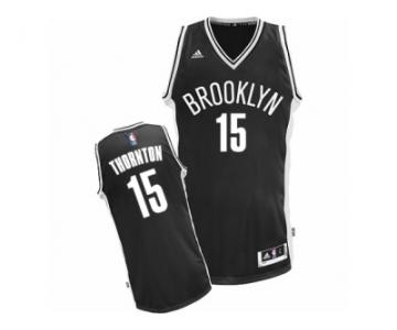 Men's Adidas Brooklyn Nets #15 Marcus Thornton Swingman Black Road NBA Jersey