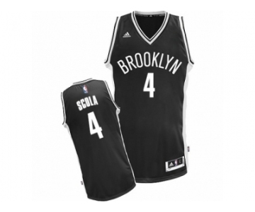Men's Adidas Brooklyn Nets #4 Luis Scola Swingman Black Road NBA Jersey
