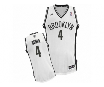 Men's Adidas Brooklyn Nets #4 Luis Scola Swingman White Home NBA Jersey