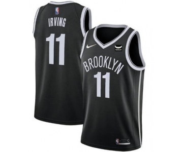 Men's Brooklyn Nets #11 Kyrie Irving 75th Anniversary Black With Patch Stitched Basketball Jersey