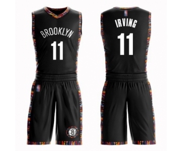 Men's Brooklyn Nets #11 Kyrie Irving Authentic Black Basketball Suit Jersey - City Edition