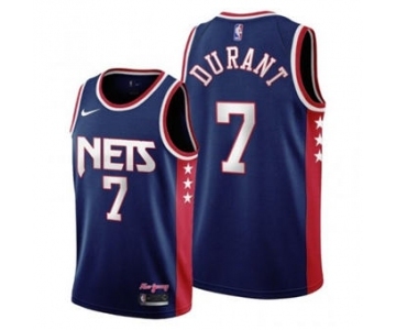 Men's Brooklyn Nets 2021-22 City Edition #7 Kevin Durant Navy Stitched Basketball Jersey