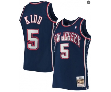 Men's Brooklyn Nets #5 Kidd Navy Throwback basketball Jersey