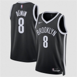 Men's Brooklyn Nets #8 Egor DEmin Black Icon Edition Stitched Basketball Jersey