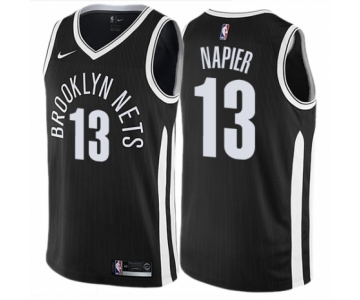 Men's Nike Brooklyn Nets #13 Shabazz Napier Authentic Black NBA Jersey - City Edition