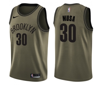 Men's Nike Brooklyn Nets #30 Dzanan Musa Swingman Green Salute to Service NBA Jersey