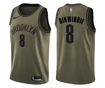 Men's Nike Brooklyn Nets #8 Spencer Dinwiddie Swingman Green Salute to Service NBA Jersey