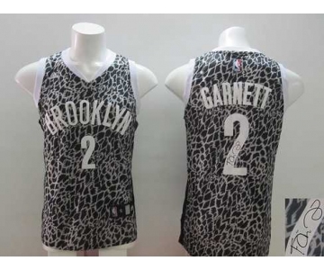 nba brooklyn nets #2 garnett black leopard print[signature]