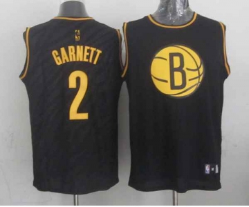 nba brooklyn nets #2 garnett black[gold lettering fashion]