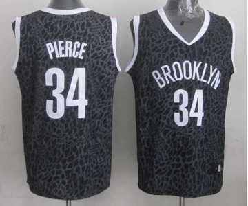 nba brooklyn nets #34 pierce black leopard print[2014 new]