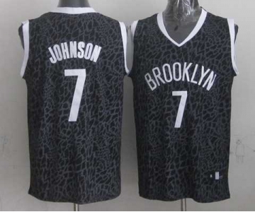nba brooklyn nets #7 johnson black leopard print[2014 new]