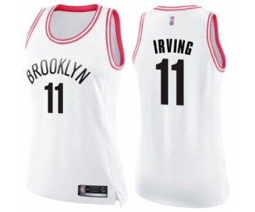 Women's Brooklyn Nets #11 Kyrie Irving Swingman White Pink Fashion Basketball Jersey