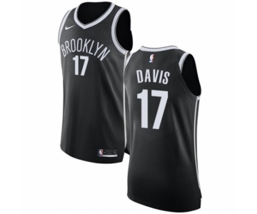 Youth Nike Brooklyn Nets #17 Ed Davis Authentic Black NBA Jersey - Icon Edition