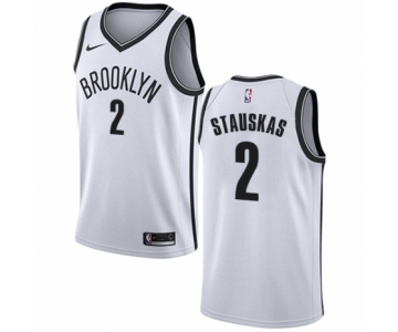 Youth Nike Brooklyn Nets #2 Nik Stauskas Authentic White NBA Jersey - Association Edition