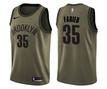 Youth Nike Brooklyn Nets #35 Kenneth Faried Swingman Green Salute to Service NBA Jerse