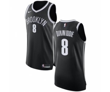 Youth Nike Brooklyn Nets #8 Spencer Dinwiddie Authentic Black NBA Jersey - Icon Edition