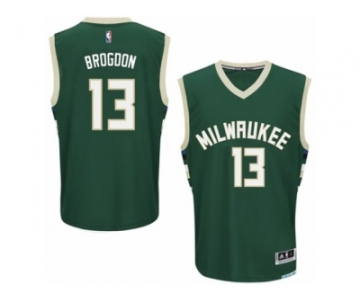 Men Adidas Milwaukee Bucks #13 Malcolm Brogdon Authentic Green Road NBA Jersey
