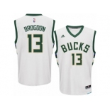 Men Adidas Milwaukee Bucks #13 Malcolm Brogdon Swingman White Home NBA Jersey