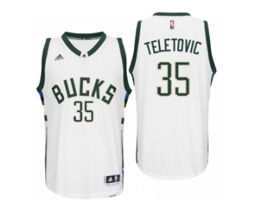 Men Milwaukee Bucks #35 Mirza Teletovic Home White New Swingman Jersey