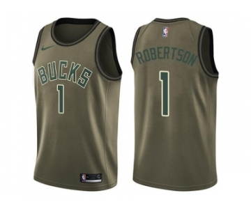 Men Nike Milwaukee Bucks #1 Oscar Robertson Green Salute to Service NBA Swingman Jersey