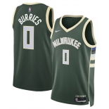 Men's Milwaukee Bucks #0 Brayden Burries Green 2026 Draft Icon Edition Stitched Basketball Jersey