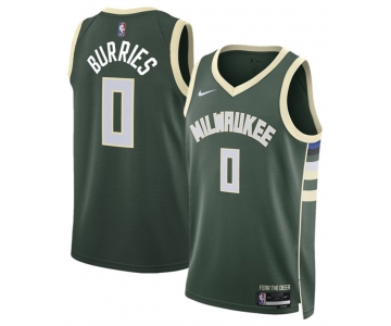Men's Milwaukee Bucks #0 Brayden Burries Green 2026 Draft Icon Edition Stitched Basketball Jersey