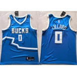 Men's Milwaukee Bucks #0 Damian Lillard Royal 2024 City Edition Stitched Basketball Jersey