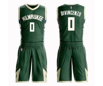 Men's Milwaukee Bucks #0 Donte DiVincenzo Authentic Green Basketball Suit Jersey - Icon Edition
