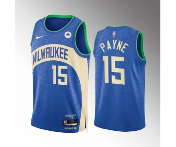 Men's Milwaukee Bucks #15 Cameron Payne Blue 2023-24 City Edition Stitched Basketball Jersey