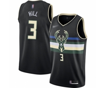 Men's Milwaukee Bucks #3 George Hill Authentic Black Finished Basketball Jersey - Statement Edition