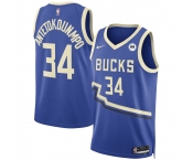 Men's Milwaukee Bucks #34 Giannis Antetokounmpo Royal 2024-25 City Edition Stitched Basketball Jersey