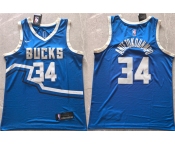 Men's Milwaukee Bucks #34 Giannis Antetokounmpo Royal 2024 City Edition Stitched Basketball Jersey