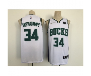 Men's Milwaukee Bucks #34 Milwaukee Bucks White 2021-22 City Ediition Stitched Basketball Jersey
