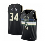 Men's Milwaukee Bucks #34 Ray Allen Authentic Black Finished Basketball Jersey - Statement Edition