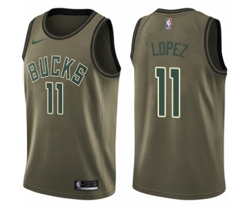Men's Nike Milwaukee Bucks #11 Brook Lopez Swingman Green Salute to Service NBA Jersey