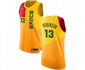 Men's Nike Milwaukee Bucks #13 Glenn Robinson Authentic Yellow NBA Jersey - City Edition