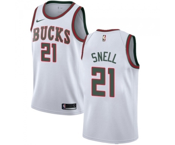 Men's Nike Milwaukee Bucks #21 Tony Snell Swingman White Fashion Hardwood Classics NBA Jersey