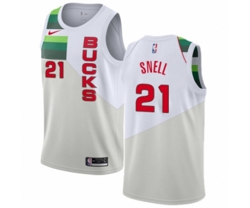 Men's Nike Milwaukee Bucks #21 Tony Snell White Swingman Jersey - Earned Edition