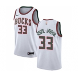 Men's Nike Milwaukee Bucks #33 Kareem Abdul-Jabbar Swingman White Fashion Hardwood Classics NBA Jersey