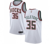 Men's Nike Milwaukee Bucks #35 Mirza Teletovic Swingman White Fashion Hardwood Classics NBA Jersey