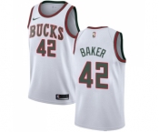 Men's Nike Milwaukee Bucks #42 Vin Baker Swingman White Fashion Hardwood Classics NBA Jersey