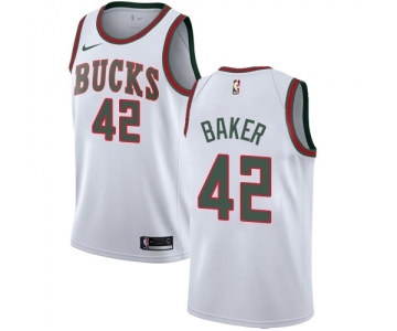 Men's Nike Milwaukee Bucks #42 Vin Baker Swingman White Fashion Hardwood Classics NBA Jersey