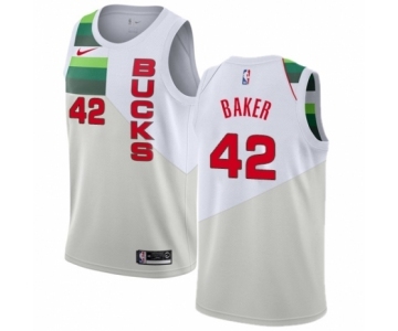 Men's Nike Milwaukee Bucks #42 Vin Baker White Swingman Jersey - Earned Edition