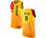 Men's Nike Milwaukee Bucks #5 D. J. Wilson Authentic Yellow NBA Jersey - City Edition