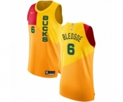 Men's Nike Milwaukee Bucks #6 Eric Bledsoe Authentic Yellow NBA Jersey - City Edition