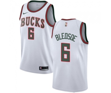 Men's Nike Milwaukee Bucks #6 Eric Bledsoe Swingman White Fashion Hardwood Classics NBA Jersey