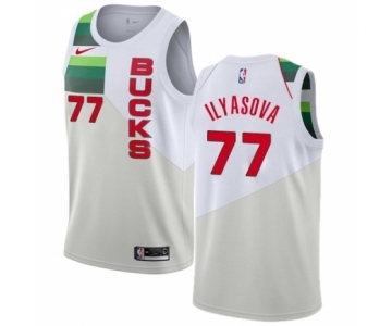 Men's Nike Milwaukee Bucks #77 Ersan Ilyasova White Swingman Jersey - Earned Edition